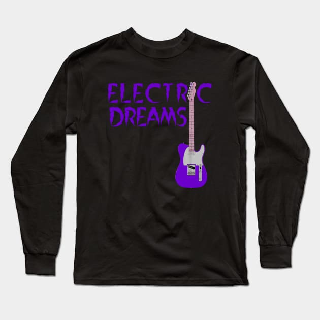 Electric Guitar, Electric Avenue, Purple Guitar Long Sleeve T-Shirt by Style Conscious